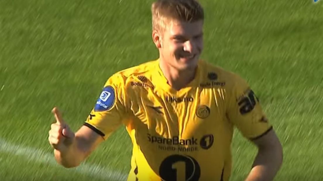 Alexander Sørloth na een doelpunt namens Bodø/Glimt.