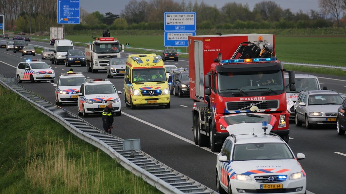 File op A58 na ongeluk bij Arnemuiden