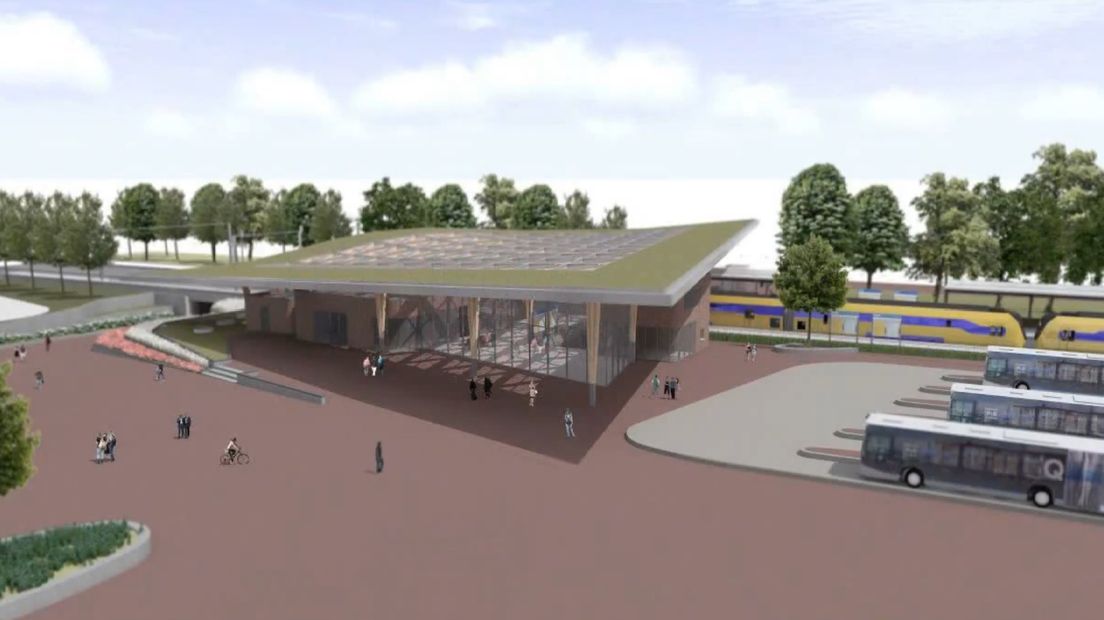De bouw van het nieuwe stationsgebouw in Assen loopt geen vertraging op (Rechten: archief RTV Drenthe)