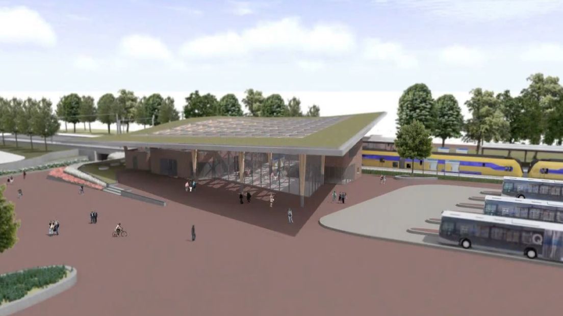 Het toekomstige stationsgebouw bij Assen (Ontwerp: Team A)