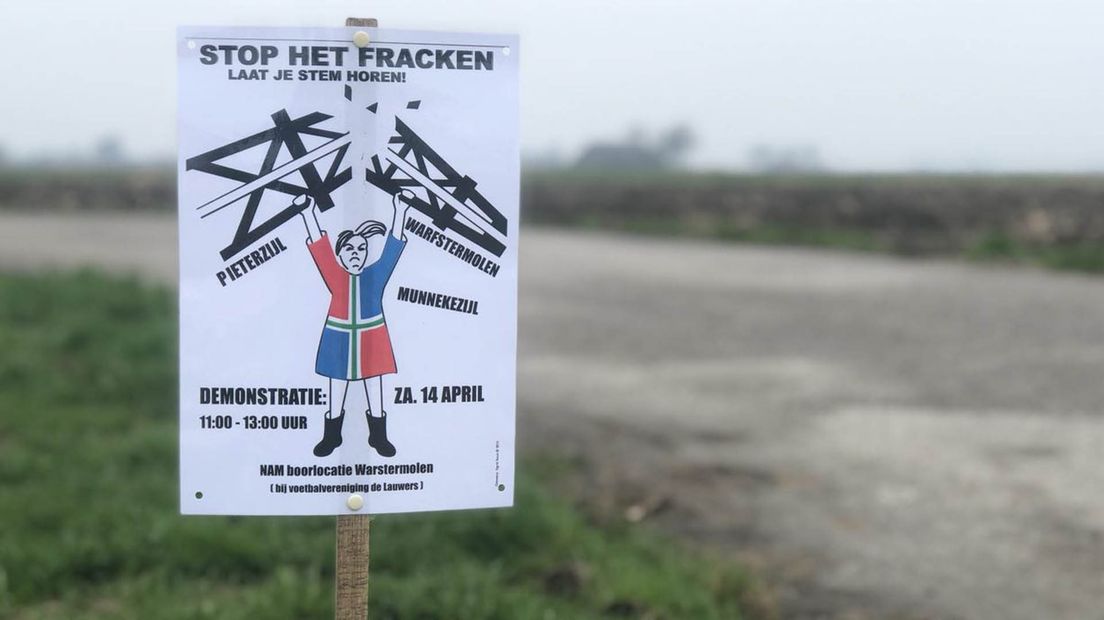 Een eerder protest tegen fracking in Pieterzijl