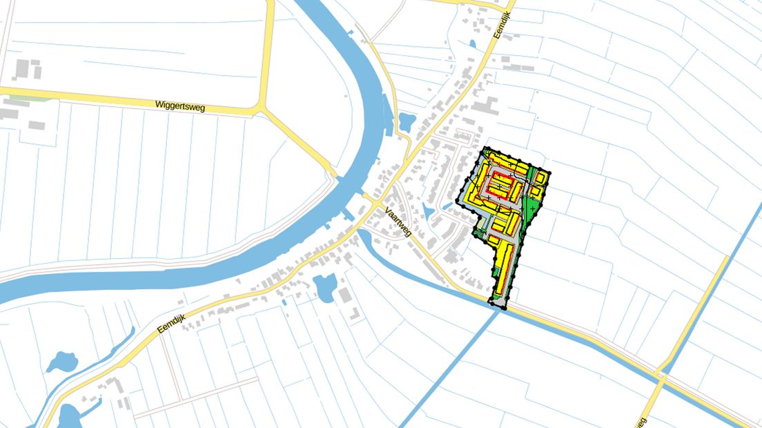 Bestemmingsplan met plan voor nieuwbouwwijk.