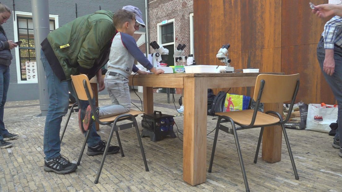 Bij de microscoop