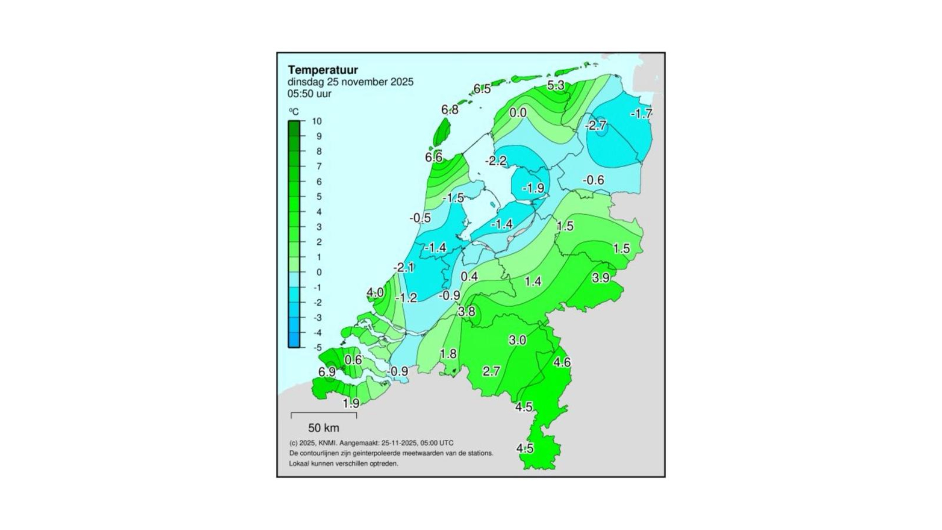 De temperatuurverschillen in het land zijn groot.