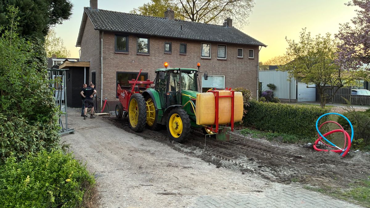 Trekkers in de straat: vrienden planten aardappels in Edwins voortuin