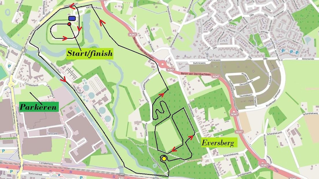 Het parcours van de Eversbergcross