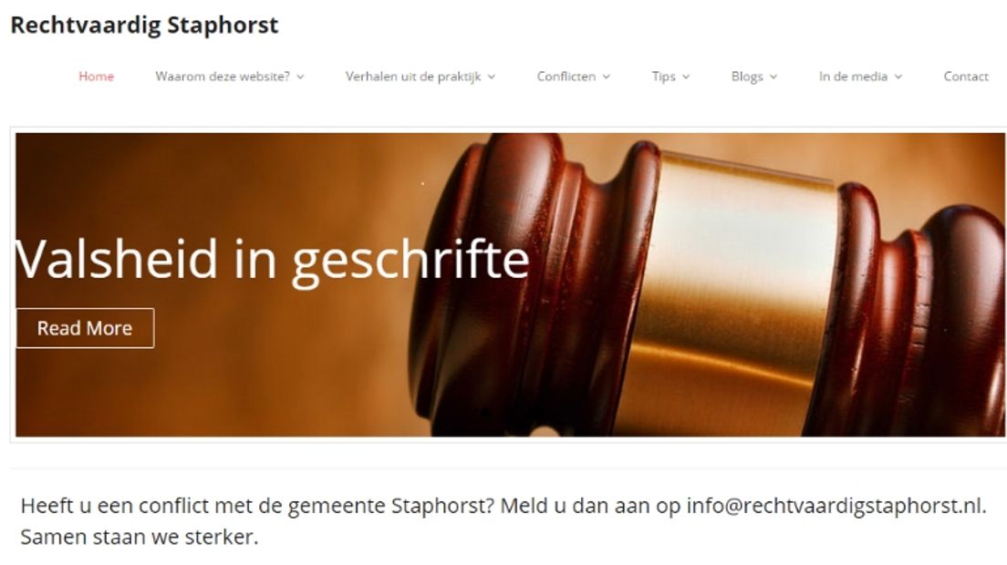 Screenshot van de website rechtvaardigstaphorst.nl.