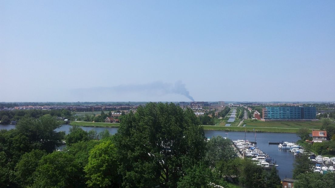 Brand Kampen vanuit Zwolle gezien