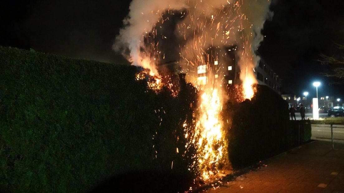 Het snoeiafval verspreidt een hoop rook