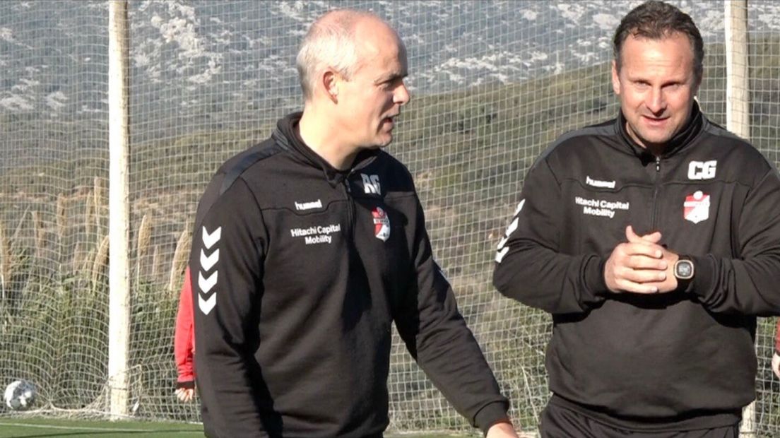 René Grummel en Casper Goedkoop tijdens een training in het Spaanse Estepona