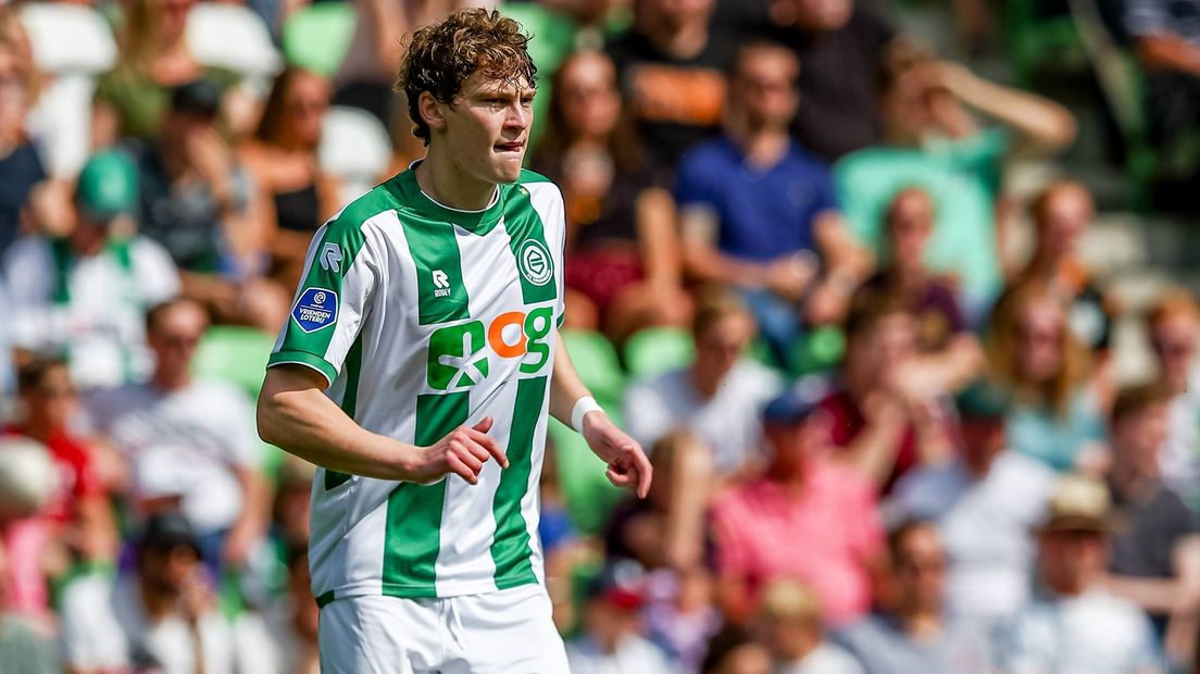 Isak Määttä tijdens zijn debuut voor FC Groningen tegen Osasuna