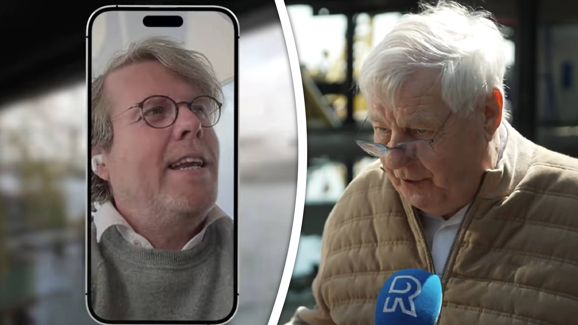 Wim Beelen (l) kocht het pretpark van Hennie van der Most (r) tijdens veiling.