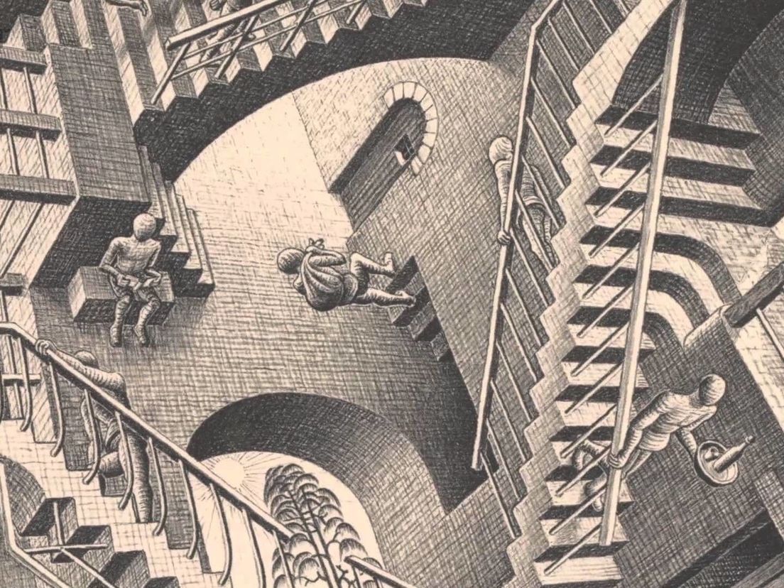 Jesse herkent het werk van Escher meteen als de rechter erover begint.