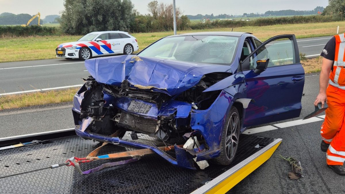 Politieachtervolging eindigt in crash op A4, bestuurder vlucht weiland in