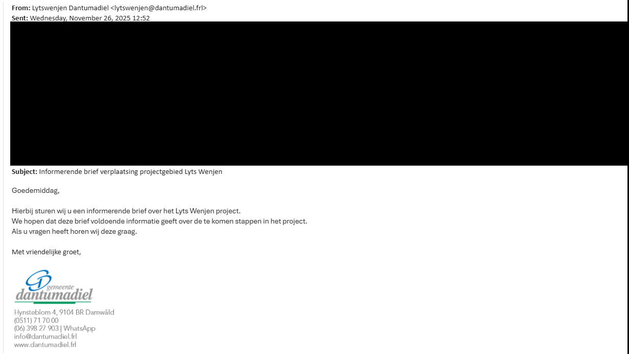 Yn in mail wiene de e-mailadressen fan 108 ynteressearren sichtber yn it adresfjild