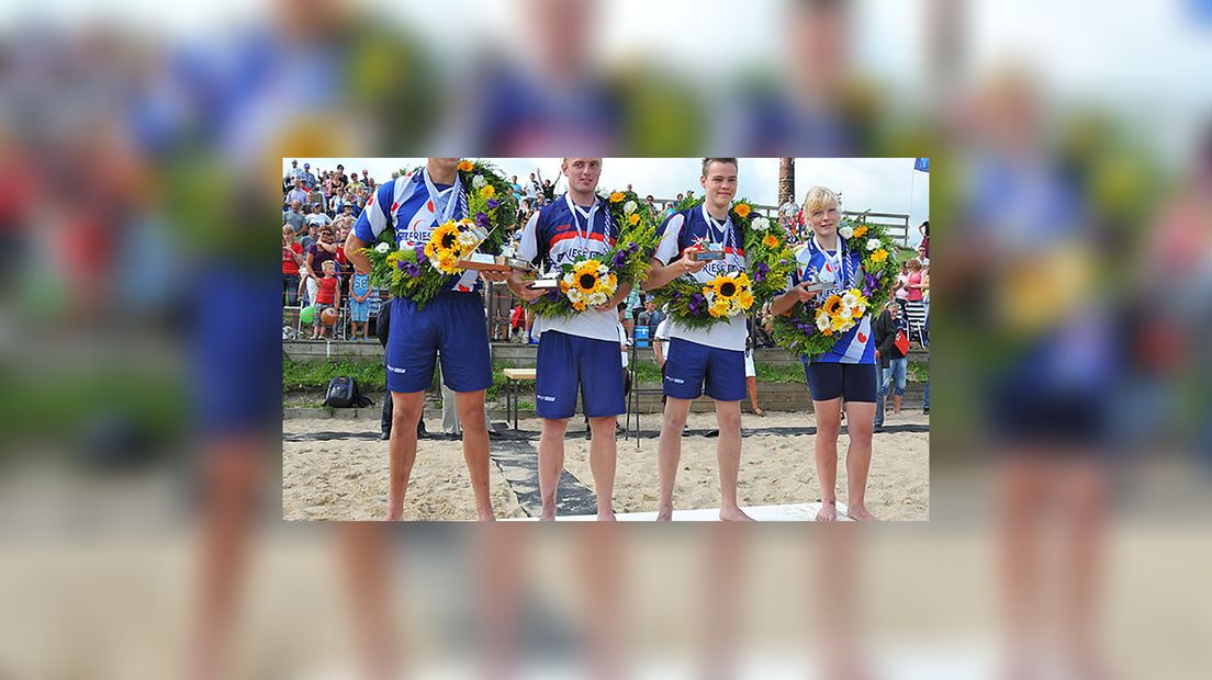 Alle Fryske kampioenen: Helmholt, Fonk, Venema en Leyenaar (foto's: Dirk Jan Haarsma)