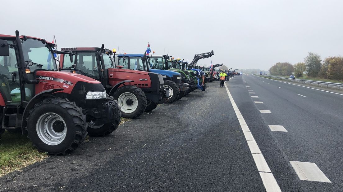 Tientallen trekkers langs de A7 bij een vorig protest