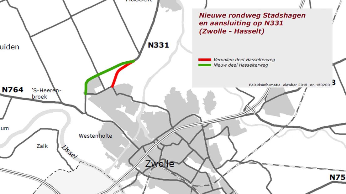 Kaart van de nieuwe rondweg