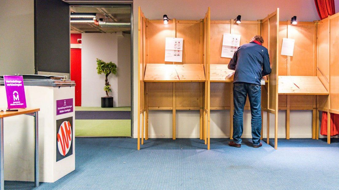 Een stembureau in Midden-Groningen afgelopen najaar