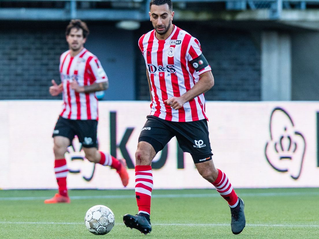 Adil Auassar tijdens Sparta-Feyenoord van het seizoen 20/21