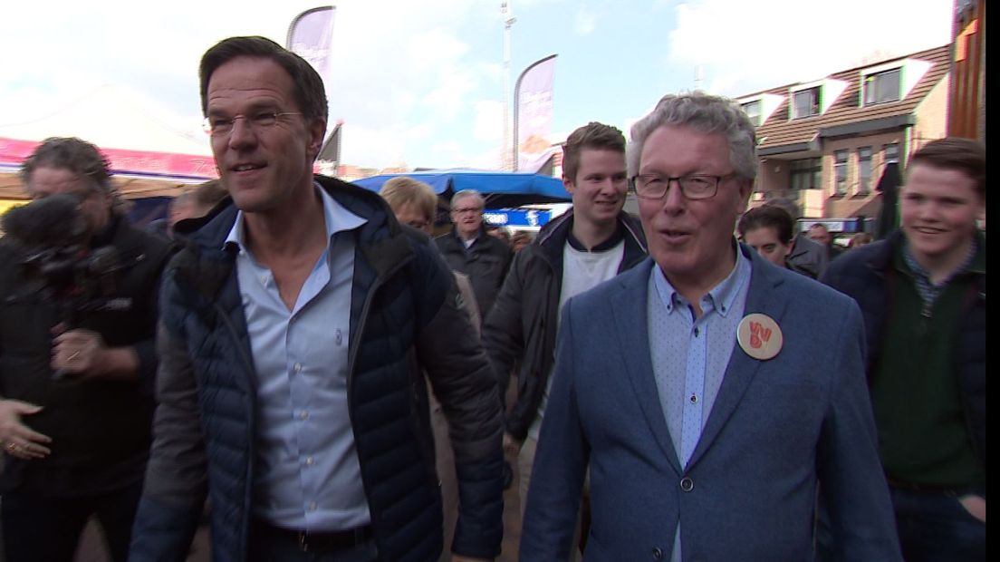 Premier Mark Rutte en VVD-gedeputeerde Jan Markink.