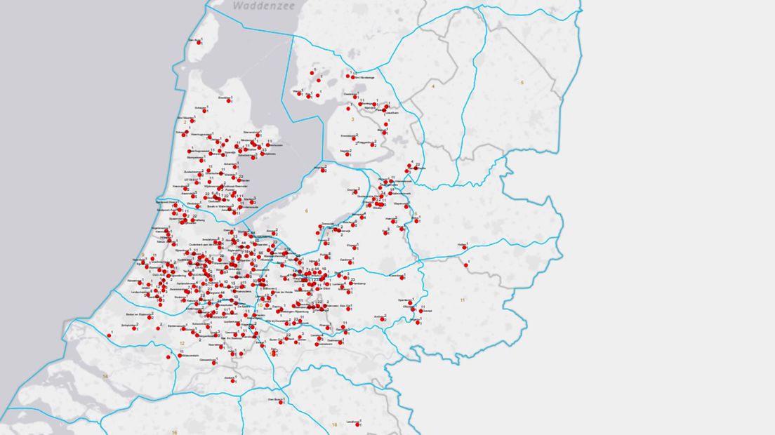 Verspreiding van het blauwtongvirus in Nederland