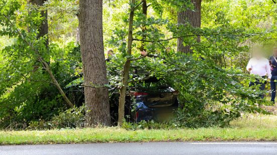 Rijles gaat helemaal verkeerd: auto raakt van weg