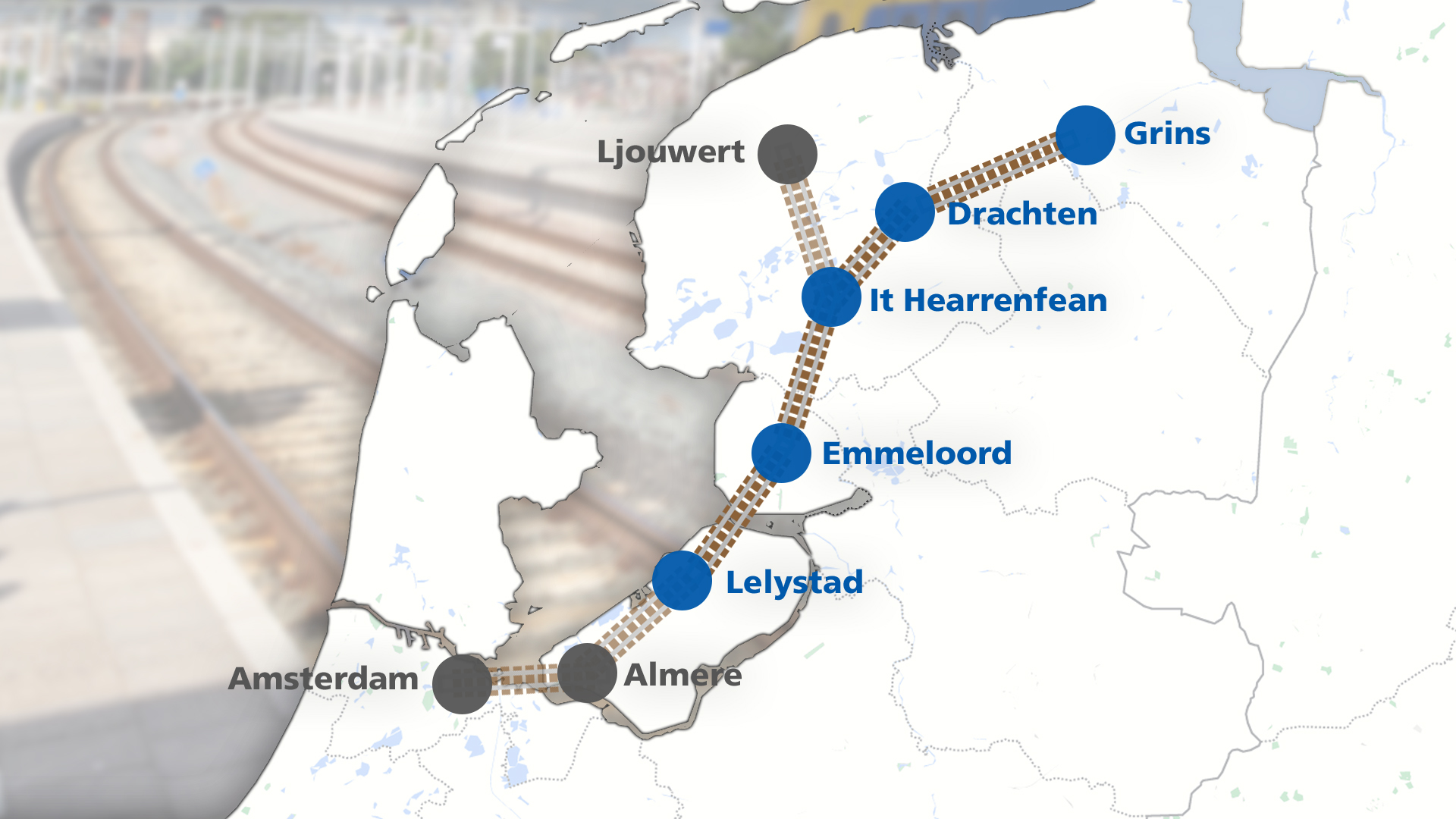 Het voorgestelde traject voor de Lelylijn
