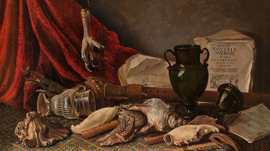 Detail van een stilleven van de Utrechtse schilder Adriaen Honich