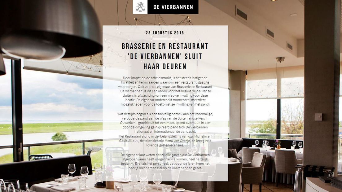 Het restaurant sluit vanwege een gebrek aan personeel