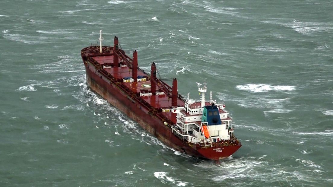 Het vrachtschip Julietta D op de Noordzee