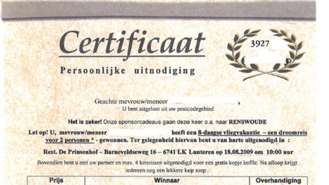 Waarschuwing houdt winnaars weg