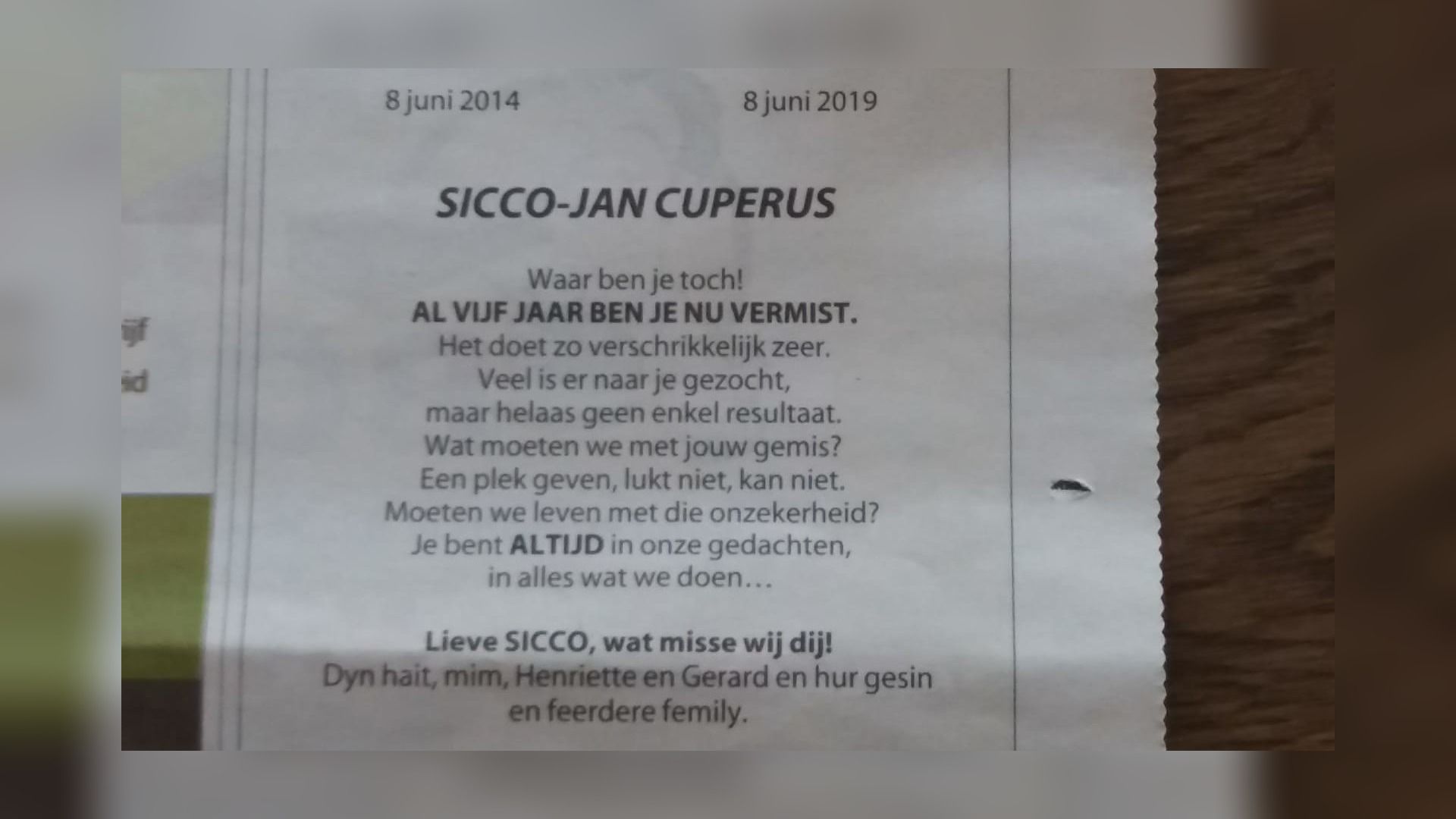 Advertinsje fam. Cuperus yn de Bildtse Post