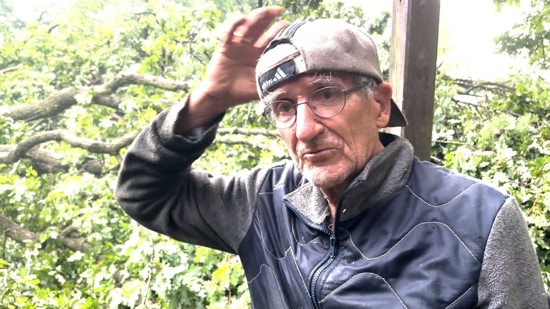 Rondom de woonboerderij van Wim vielen veel bomen als luciferhoutjes