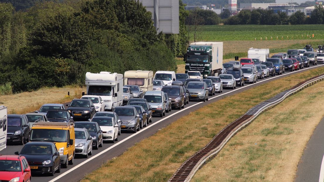 File op de A58, archieffoto