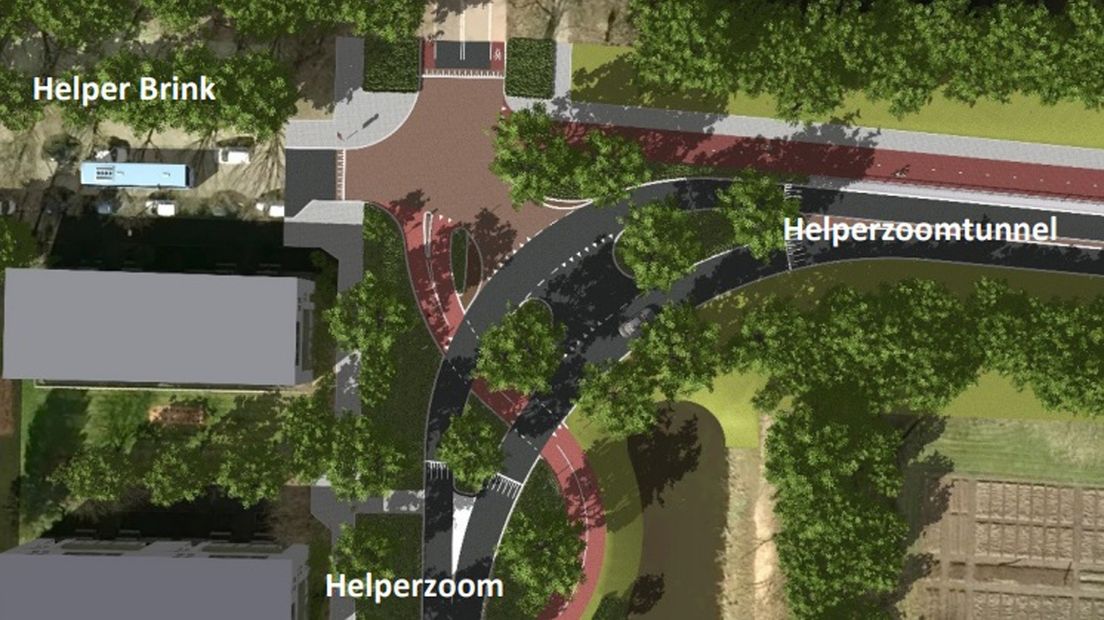 De nieuwe situatie rond de Helperzoomtunnel.