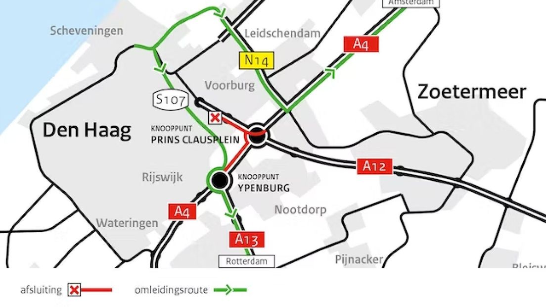 Omleidingskaart Prins Clausplein A12