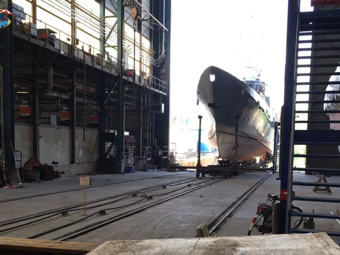 Klaar om te gaan in de montagehal van Damen Shipyards in Gorinchem