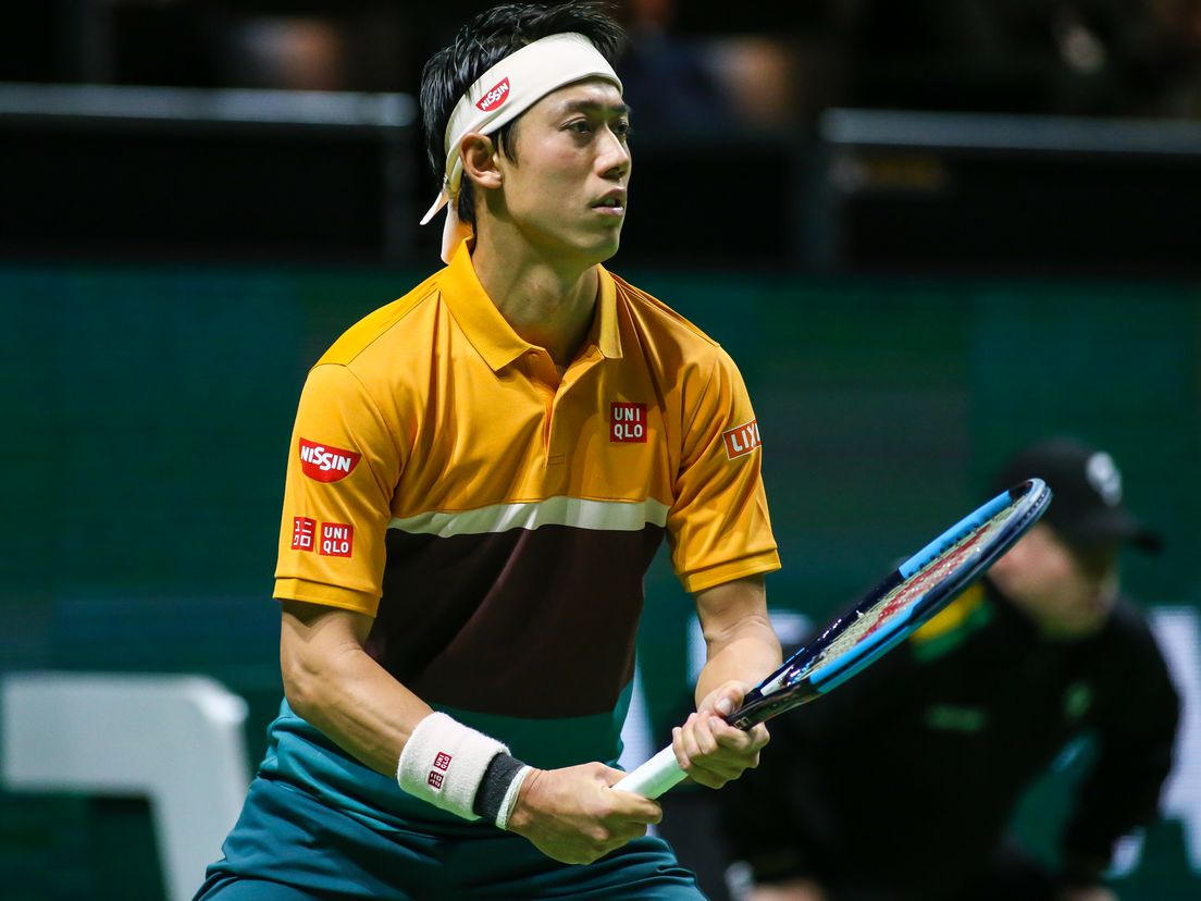 Kei Nishikori tijdens het ABN AMRO WTT in 2019