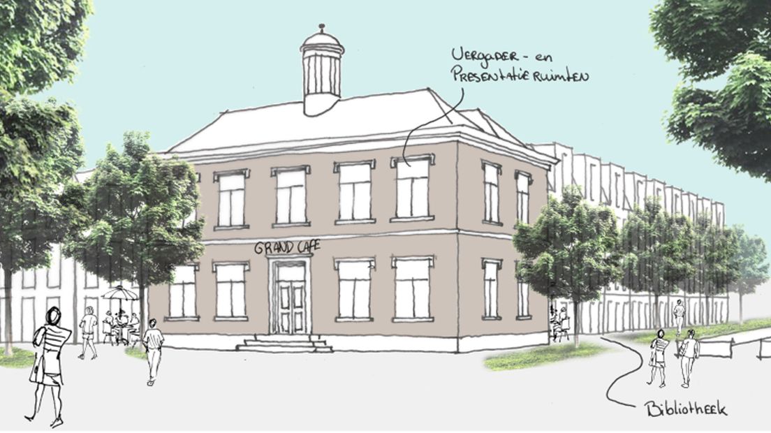 Impressie van Bouhuisen voor gemeentekantoor 's-Gravenzande (Tekening: Bouhuisen Groep)