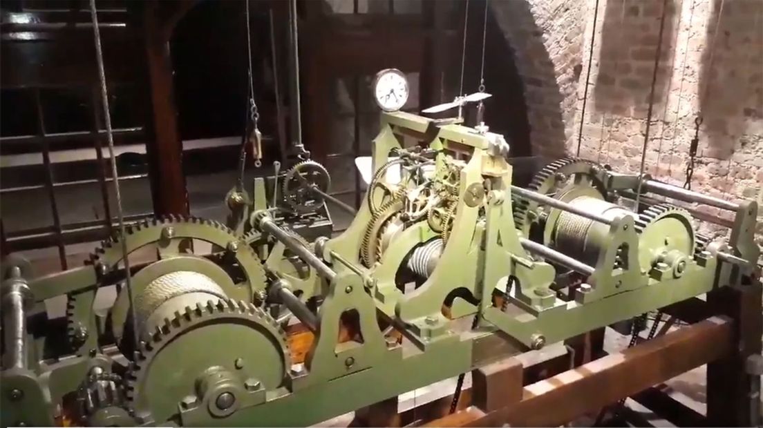 De machine achter het uurwerk van de klok op de Domtoren.