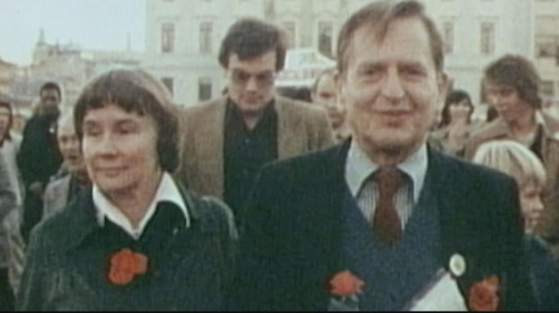 Oud-premier Olof Palme van Zweden, samen met zijn vrouw
