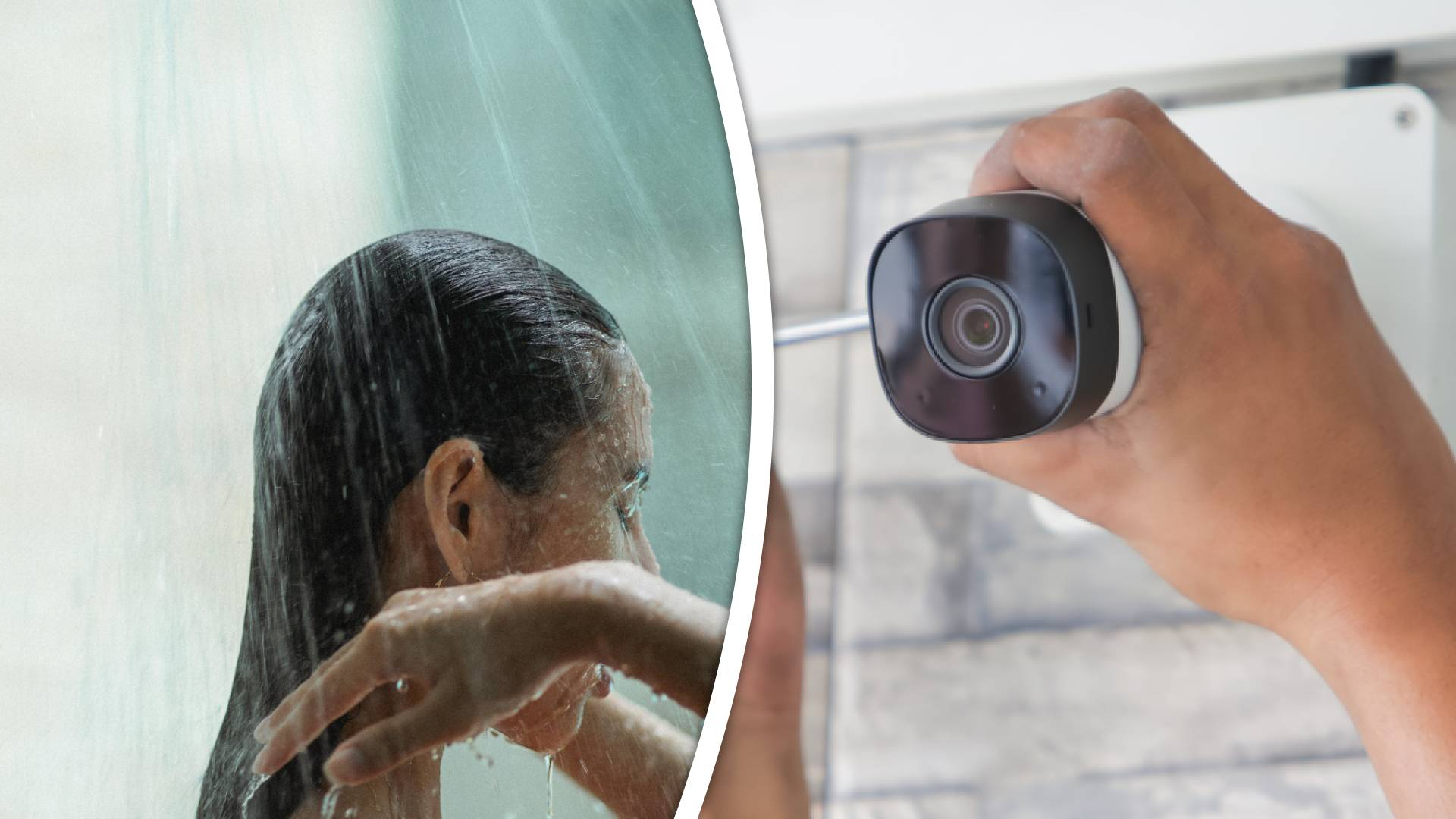 Vrouw wordt stiekem gefilmd onder de douche.