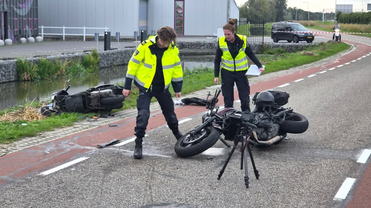 Botsing tussen motorrijder en scooterrijder