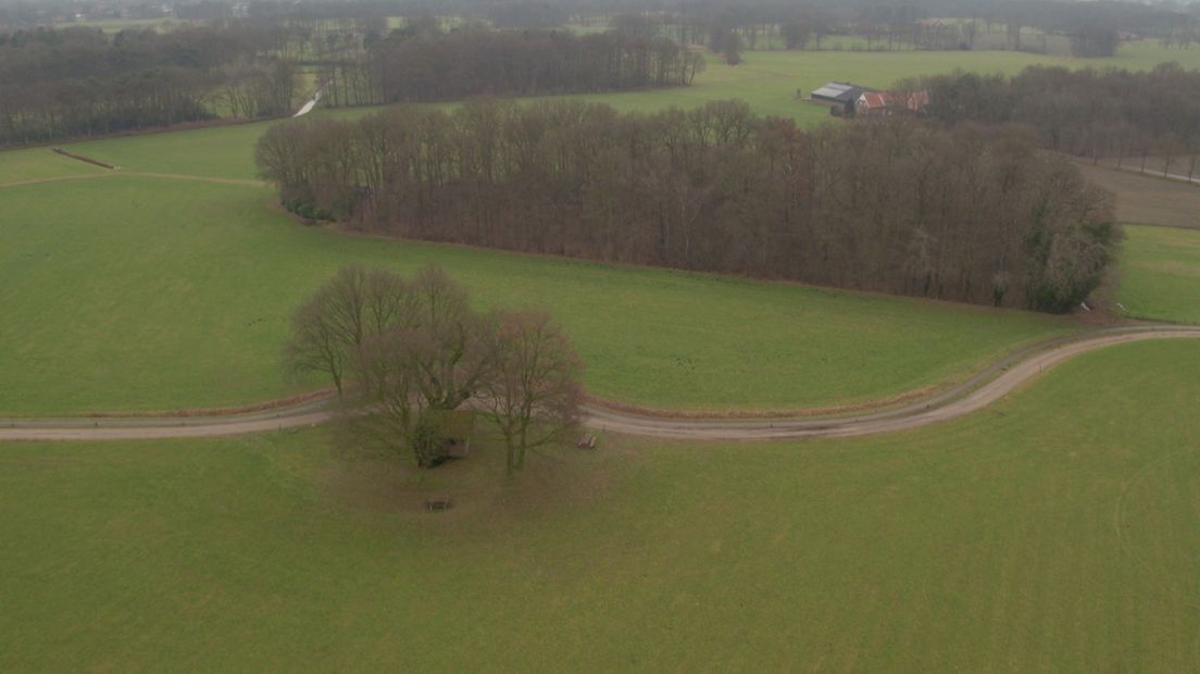 Twents landschap met houtwallen vanuit de lucht