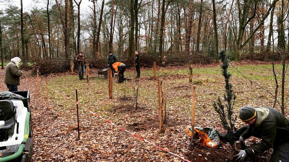 Vrijwilligers tijdens het aanplanten van het bos (november 2021)