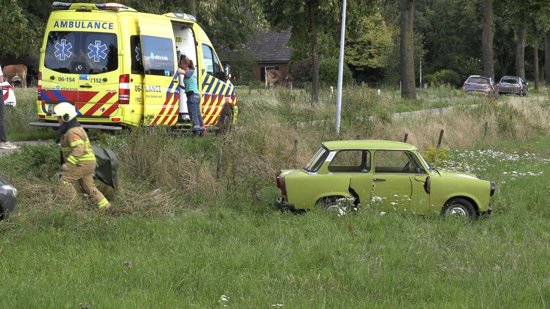 De Trabant die betrokken was bij het ongeluk.
