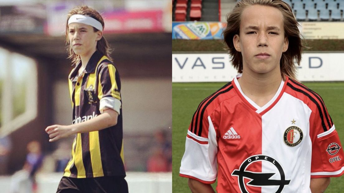 De Mooij bij HVV (L) en in de jeugd van Feyenoord (R)