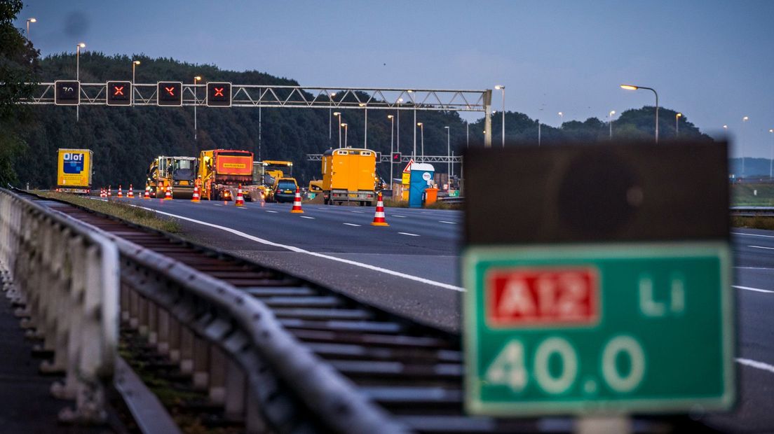 De A12 is helemaal afgesloten