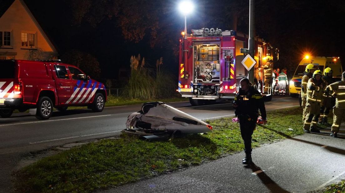 De politie doet onderzoek naar het ongeval met de ligfiets.